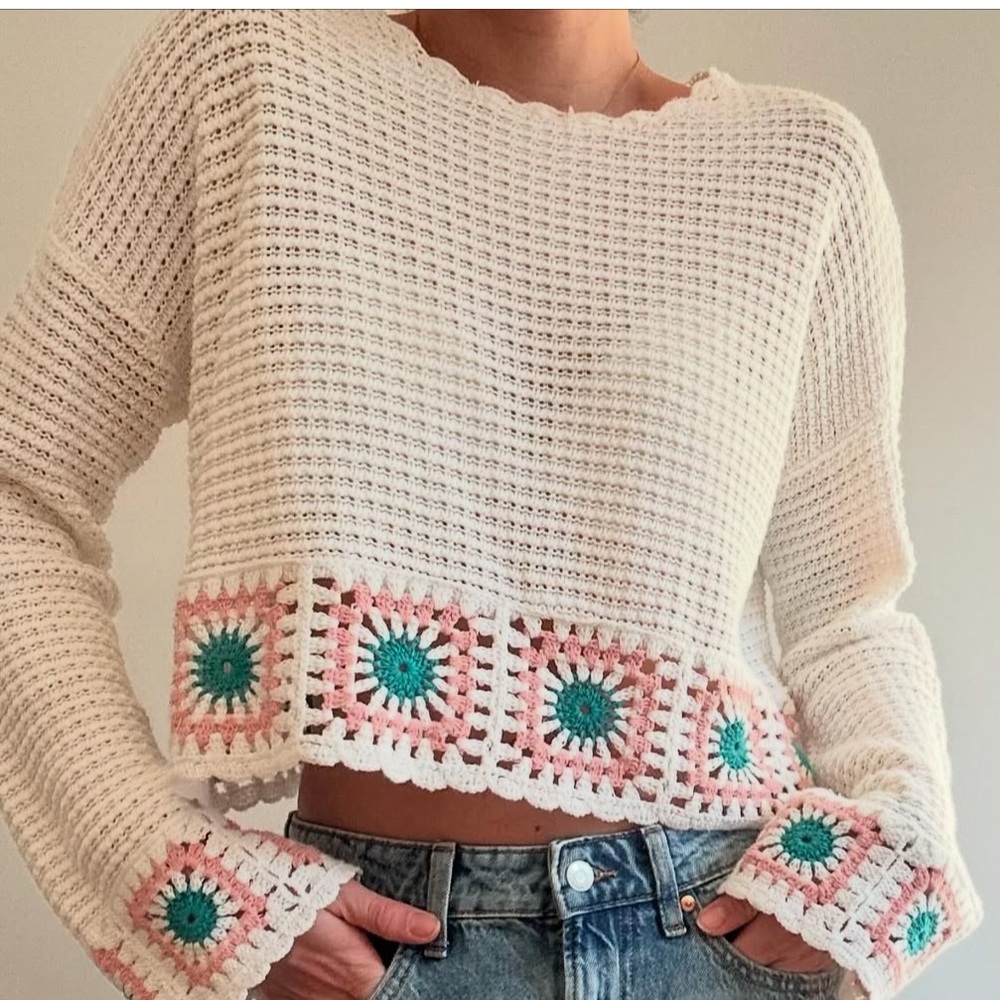 Sincerely Jules Cream Crochet Crop Top